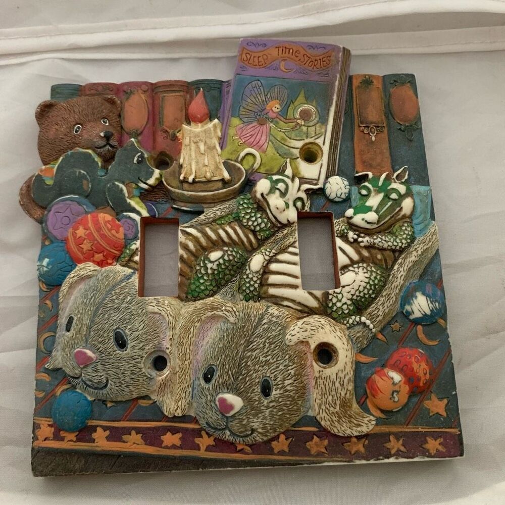 Borders Unlimited 3D Sleep Time Stories Double Switch Plate Light Switch Cover